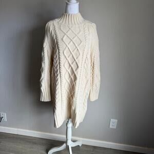 Tuckernuck Hyacinth House Cream Whistler Chunky Cable Knit Sweater Dress Women M